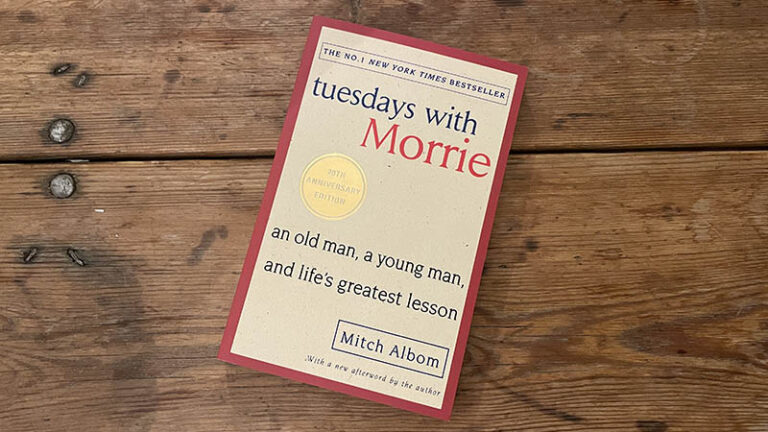 Tuesdays with morrie by Mitch Albom book cover.